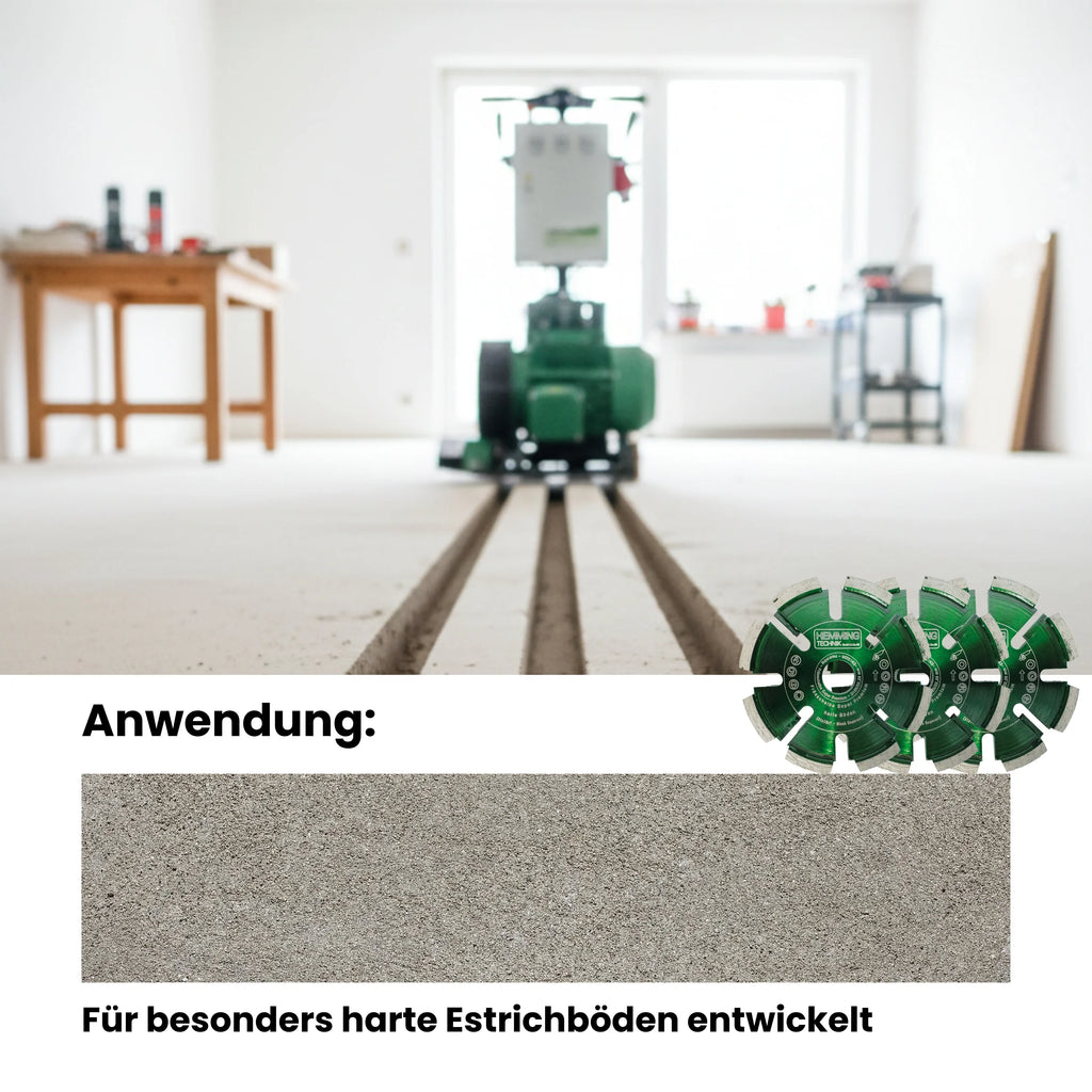 HE120 Super Premium 125 × 16 mm, Infografik zur Anwendung: für besonders harte Estrichböden