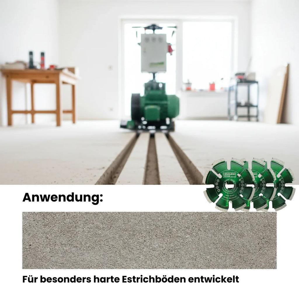 HE120 Super Premium 125 × 17 mm, Infografik zur Anwendung: für besonders harte Estrichböden