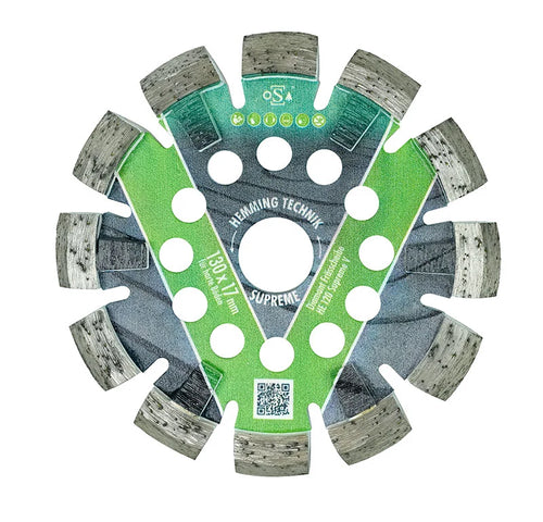 HE120 Supreme-V Frässcheibe 130 × 17 mm mit V-Segmenten, Frontansicht freigestellt