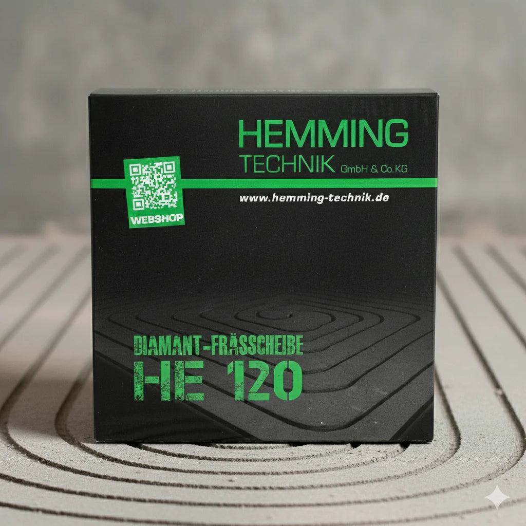 Verpackung der HE120 Supreme-V 130 × 17 mm: schwarzer Hemming-Karton auf Estrich